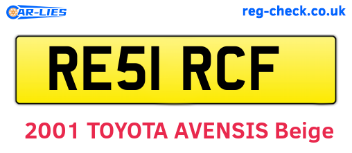 RE51RCF are the vehicle registration plates.