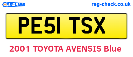 PE51TSX are the vehicle registration plates.