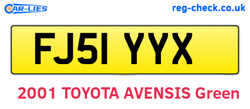 FJ51YYX are the vehicle registration plates.
