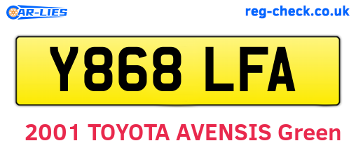 Y868LFA are the vehicle registration plates.