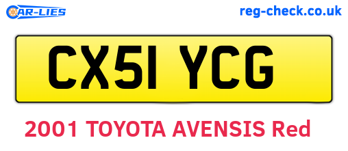 CX51YCG are the vehicle registration plates.