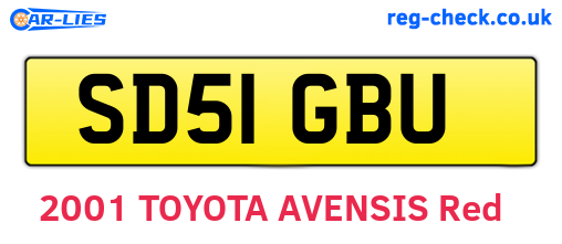 SD51GBU are the vehicle registration plates.