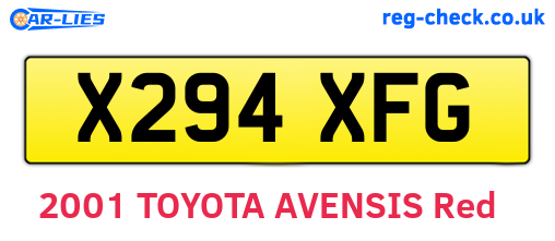 X294XFG are the vehicle registration plates.