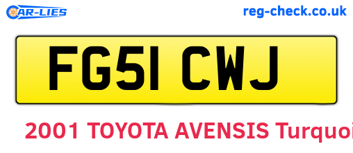 FG51CWJ are the vehicle registration plates.