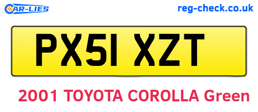 PX51XZT are the vehicle registration plates.