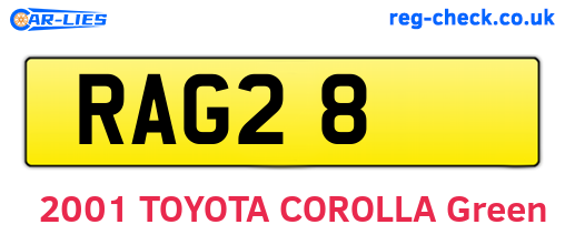 RAG28 are the vehicle registration plates.