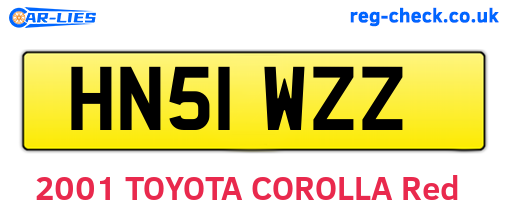 HN51WZZ are the vehicle registration plates.