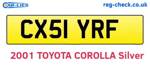CX51YRF are the vehicle registration plates.
