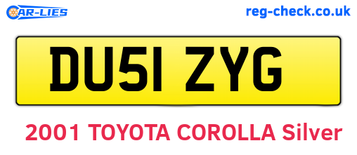 DU51ZYG are the vehicle registration plates.