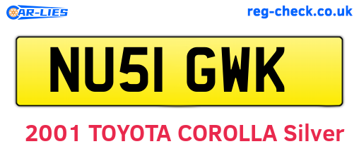 NU51GWK are the vehicle registration plates.