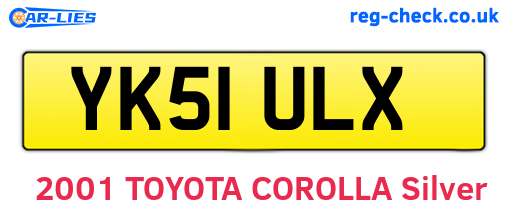 YK51ULX are the vehicle registration plates.