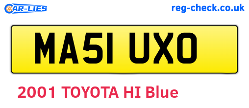 MA51UXO are the vehicle registration plates.