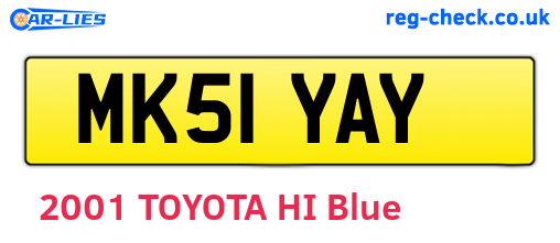 MK51YAY are the vehicle registration plates.