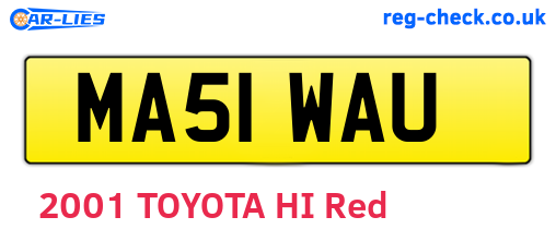 MA51WAU are the vehicle registration plates.