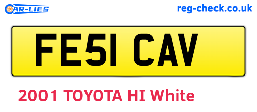 FE51CAV are the vehicle registration plates.