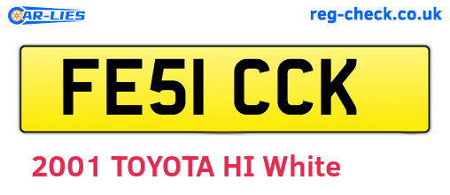FE51CCK are the vehicle registration plates.