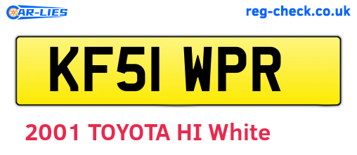 KF51WPR are the vehicle registration plates.