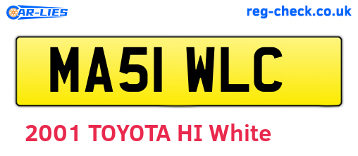 MA51WLC are the vehicle registration plates.
