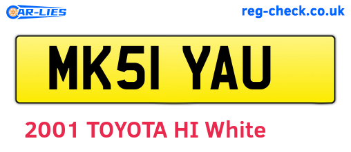 MK51YAU are the vehicle registration plates.