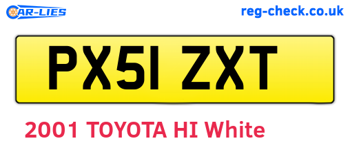 PX51ZXT are the vehicle registration plates.