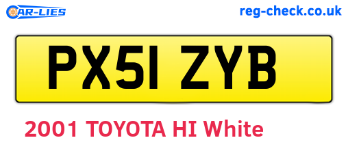 PX51ZYB are the vehicle registration plates.