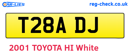 T28ADJ are the vehicle registration plates.