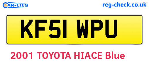 KF51WPU are the vehicle registration plates.