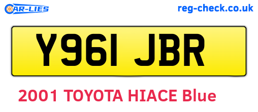Y961JBR are the vehicle registration plates.