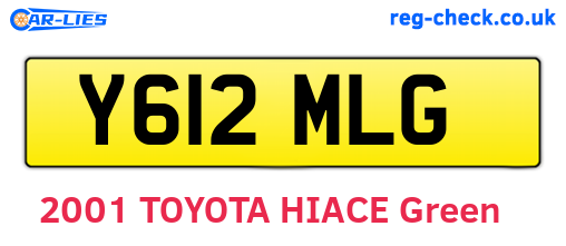 Y612MLG are the vehicle registration plates.