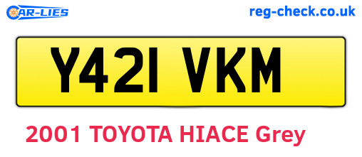 Y421VKM are the vehicle registration plates.