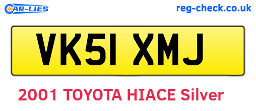 VK51XMJ are the vehicle registration plates.