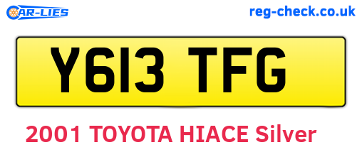 Y613TFG are the vehicle registration plates.