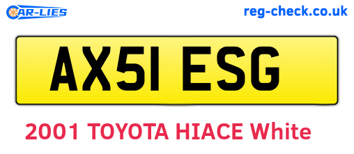 AX51ESG are the vehicle registration plates.