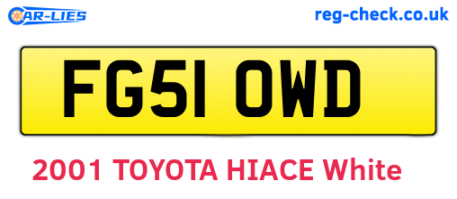FG51OWD are the vehicle registration plates.