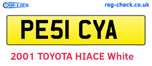 PE51CYA are the vehicle registration plates.