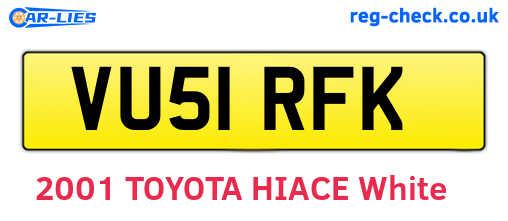 VU51RFK are the vehicle registration plates.