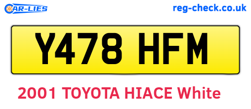 Y478HFM are the vehicle registration plates.