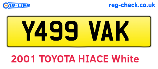 Y499VAK are the vehicle registration plates.