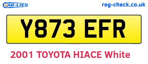 Y873EFR are the vehicle registration plates.