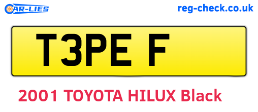 T3PEF are the vehicle registration plates.