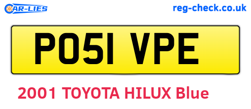 PO51VPE are the vehicle registration plates.
