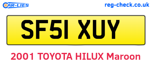SF51XUY are the vehicle registration plates.