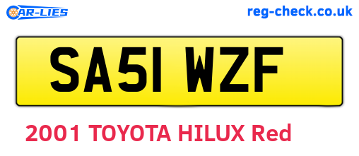 SA51WZF are the vehicle registration plates.