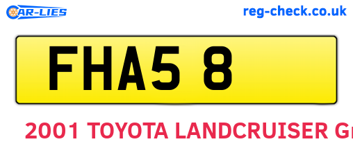 FHA58 are the vehicle registration plates.