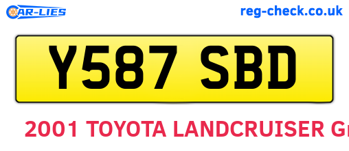 Y587SBD are the vehicle registration plates.