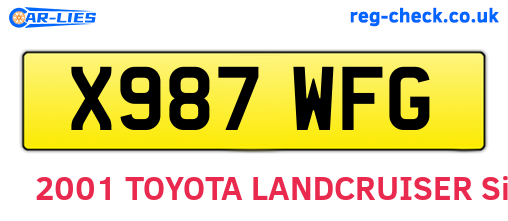 X987WFG are the vehicle registration plates.