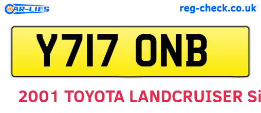 Y717ONB are the vehicle registration plates.