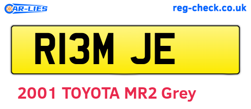 R13MJE are the vehicle registration plates.