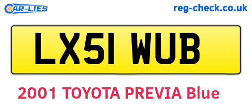 LX51WUB are the vehicle registration plates.