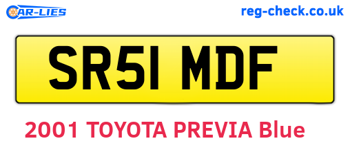 SR51MDF are the vehicle registration plates.
